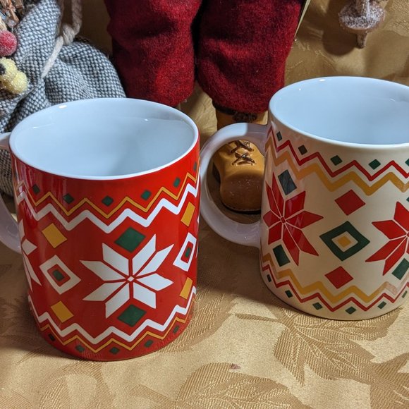 German Mugs Waechtersbach Set of 4 Pattern Inspired By Scandinavian Sweaters - Picture 4 of 11